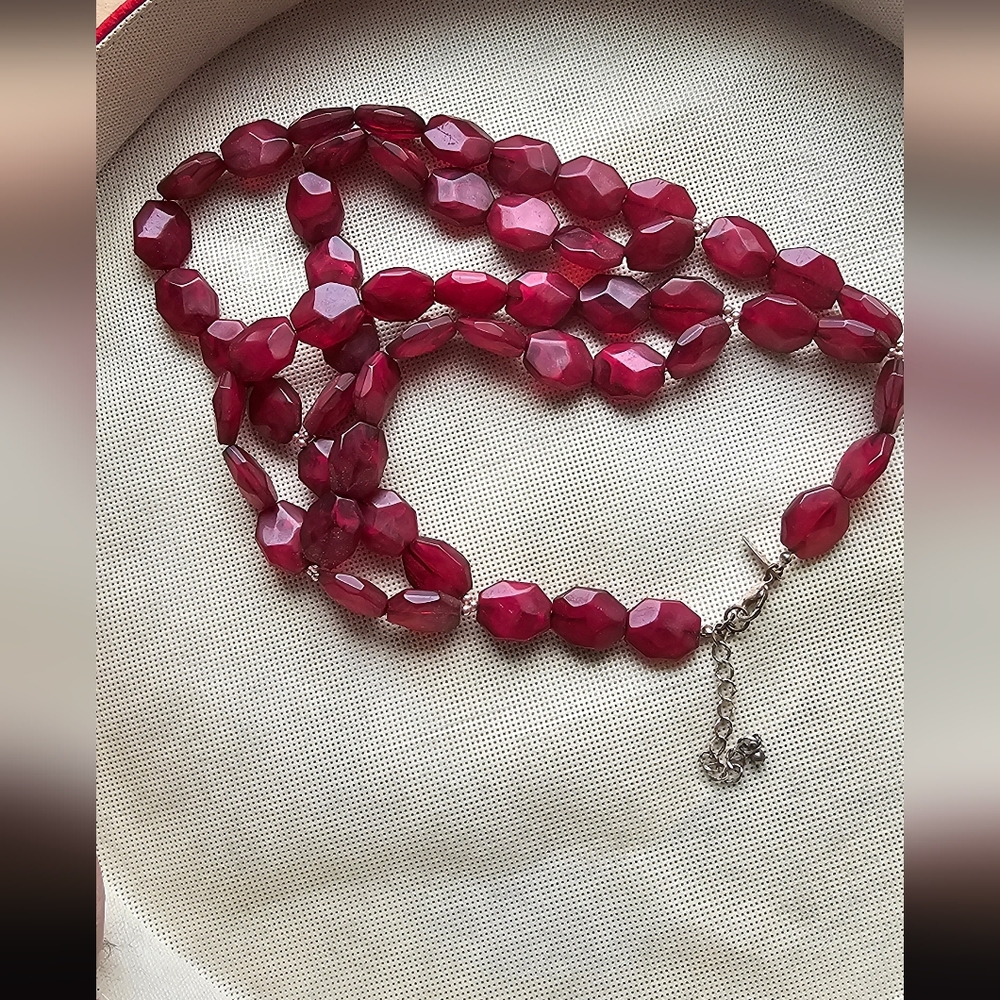 Multi-Strand Faceted Fuchsia Necklace - Women Jewelry - Picture 2 of 4